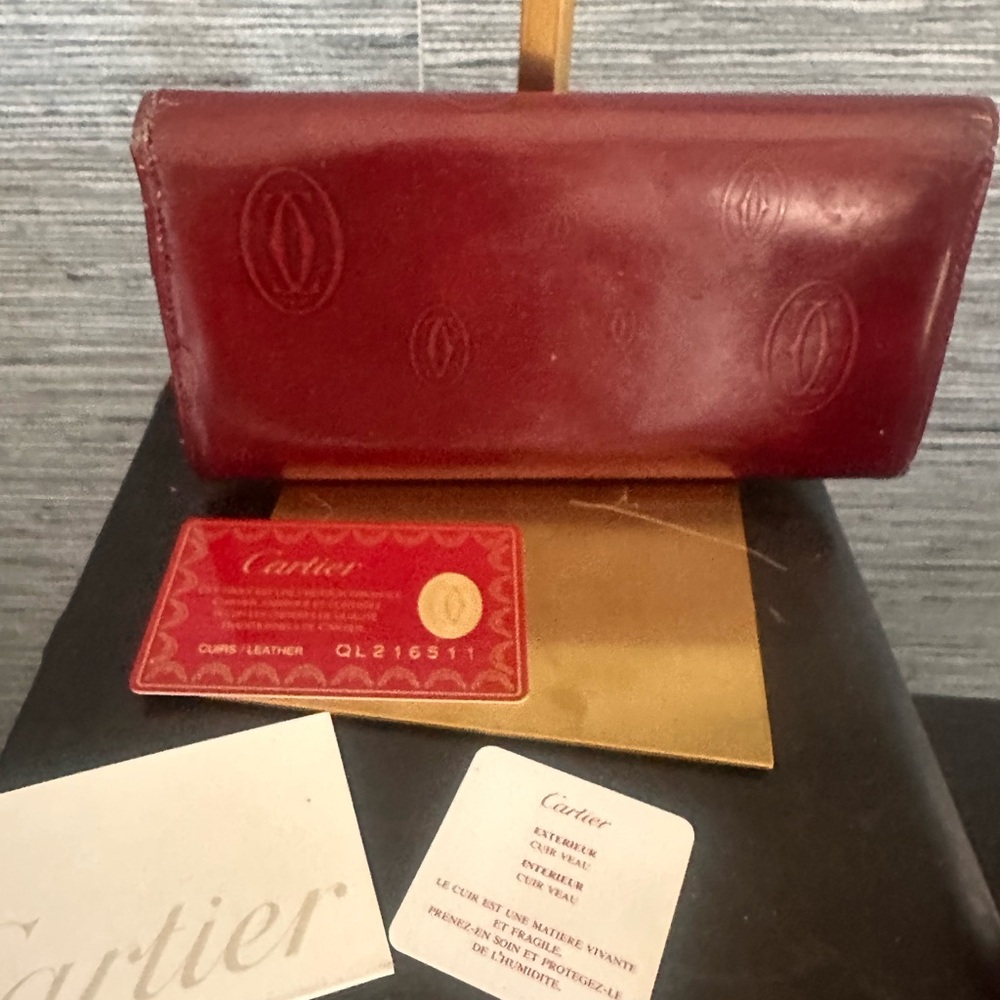 Cartier Burgundy Leather Wallet see pics for callout!